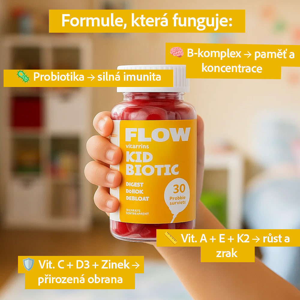 Flow - Dětské probiotické gumové medvídky + vitamíny